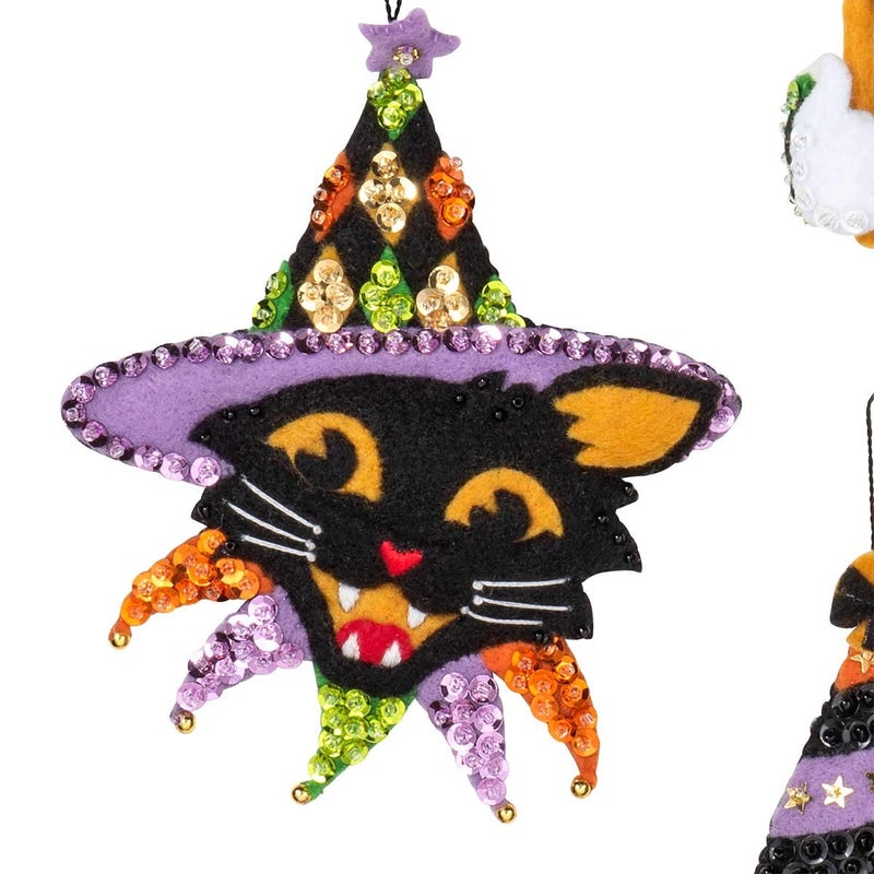 Bucilla 89276E Felt Applique Ornament Kit, Vintage Halloween, Set of 6 - Image 3